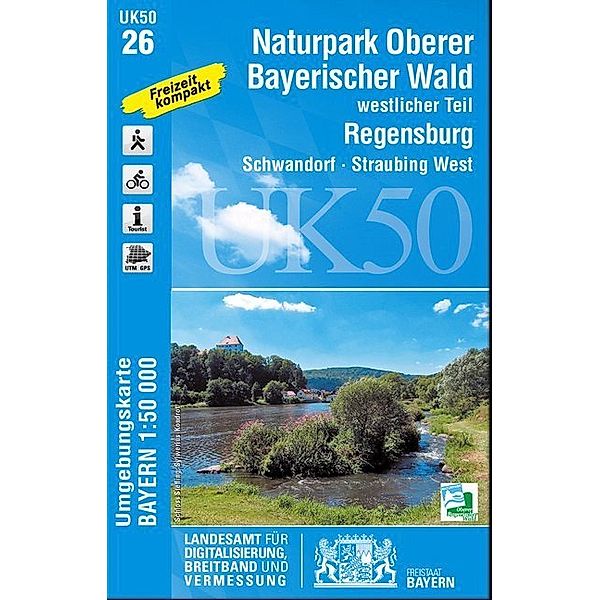 Topographische Karte Bayern Naturpark Oberer Bayerischer Wald, westlicher Teil