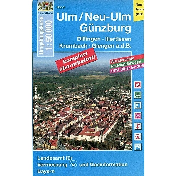 Topographische Karte Bayern Ulm/Neu-Ulm, Günzburg