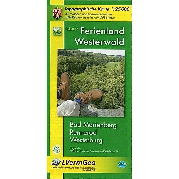 Topographische Karte Rheinland-Pfalz Ferienland Westerwald