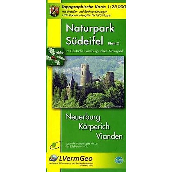 Topographische Karte Rheinland-Pfalz Naturpark Südeifel im Deutsch-Luxemburgischen Naturpark