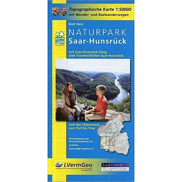 Topographische Karte Rheinland-Pfalz Naturpark Saar-Hunsrück, Blatt West