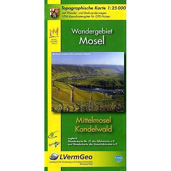 Topographische Karte Rheinland-Pfalz Wandergebiet Mosel, Mittelmosel, Kondelwald