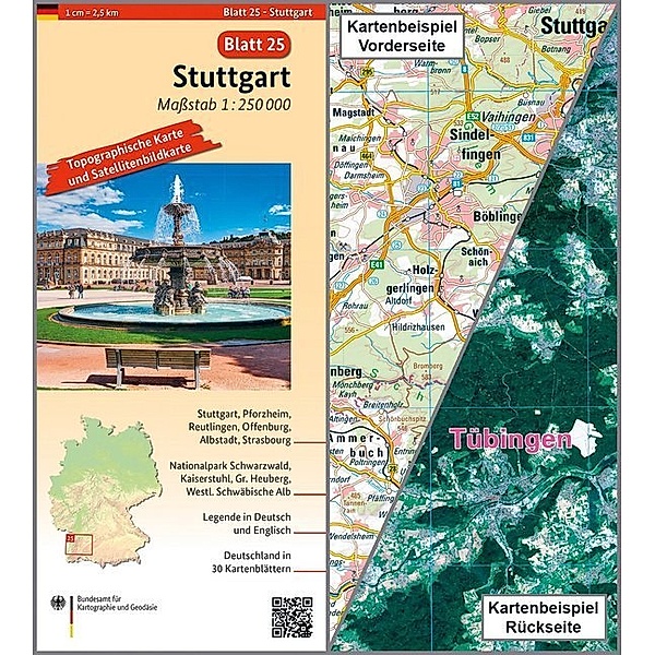 Topographische Karte und Satellitenbildkarte Stuttgart, BKG - Bundesamt für Kartographie und Geodäsie