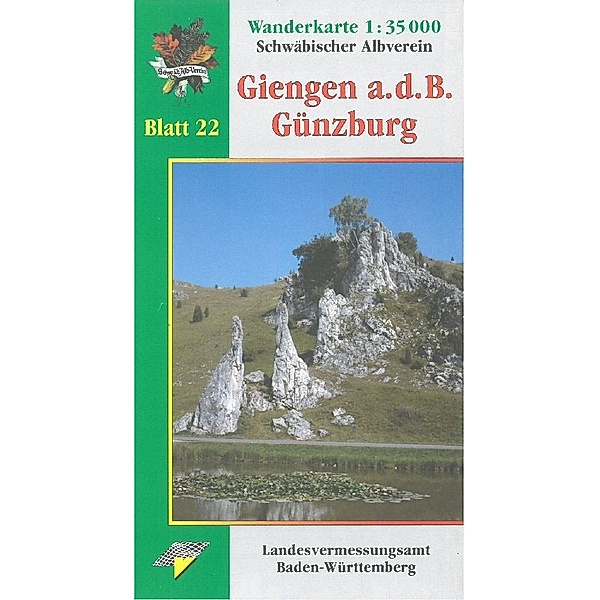 Topographische Wanderkarte Baden-Württemberg Giengen a.d.B. - Günzburg