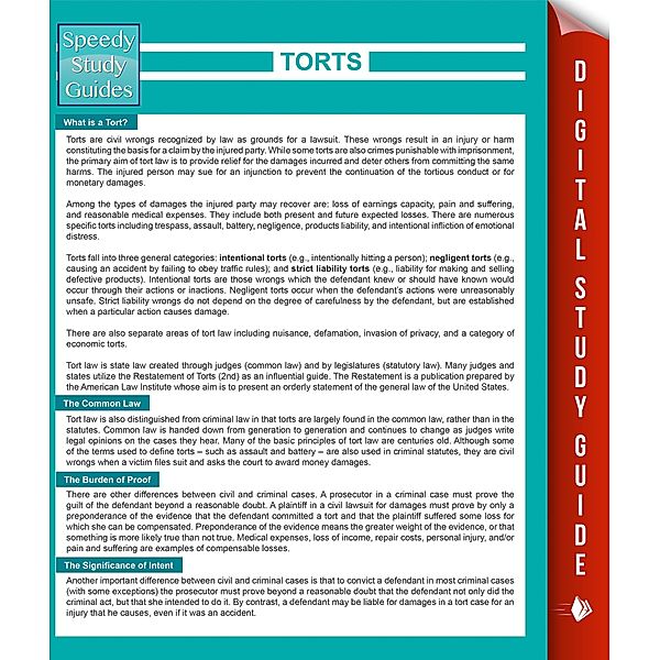 Torts (Speedy Study Guides) / Dot EDU, Speedy Publishing