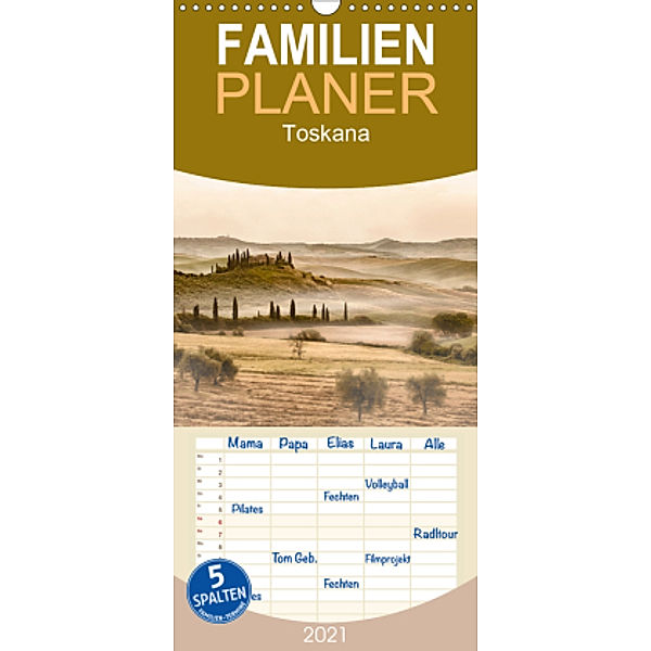 Toskana 2021 - Familienplaner hoch (Wandkalender 2021 , 21 cm x 45 cm, hoch), Danyel Kassner