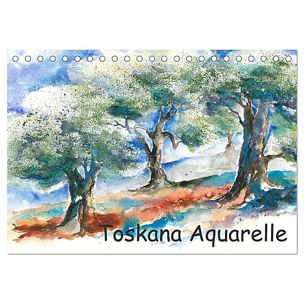 Toskana Aquarelle (Tischkalender 2024 DIN A5 quer), CALVENDO Monatskalender, Jitka Krause