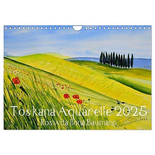 Toskana Aquarelle (Wandkalender 2025 DIN A4 quer), CALVENDO Monatskalender, Calvendo, Roswita Ilona Baumann