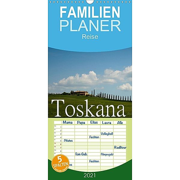 Toskana - Sanfte Landschaft - Familienplaner hoch (Wandkalender 2021 , 21 cm x 45 cm, hoch), Brigitte Stehle