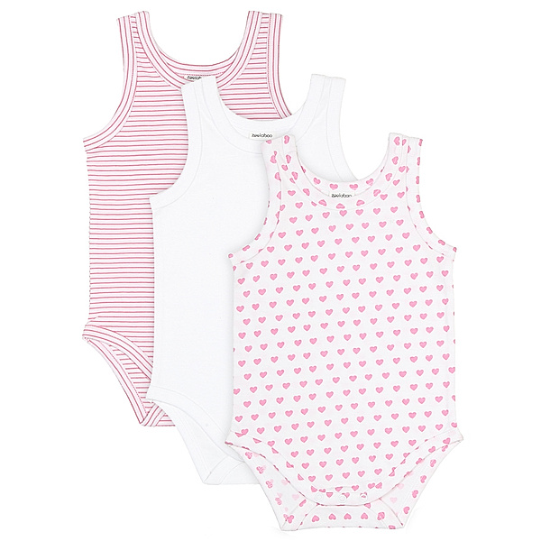 zoolaboo Träger-Body GIRLY 3er-Pack in weiß/pink