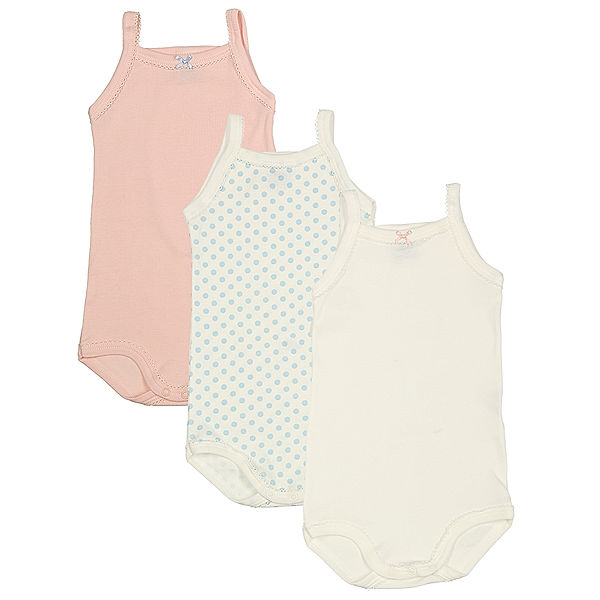 Petit Bateau Träger-Body HAPPY DOTS 3er Pack in creme/rosa