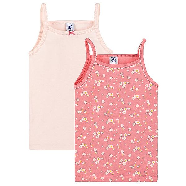 Petit Bateau Träger-Unterhemd BLÜTEN 2er Pack in melone/pastellrosa