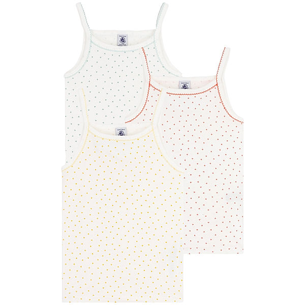 Petit Bateau Träger-Unterhemd COEUR DE BEURRE 3er-Pack in marshmallow