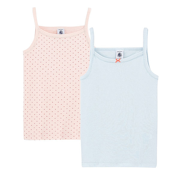 Petit Bateau Träger-Unterhemd PÜNKTCHEN 2er-Pack in rosa/hellblau