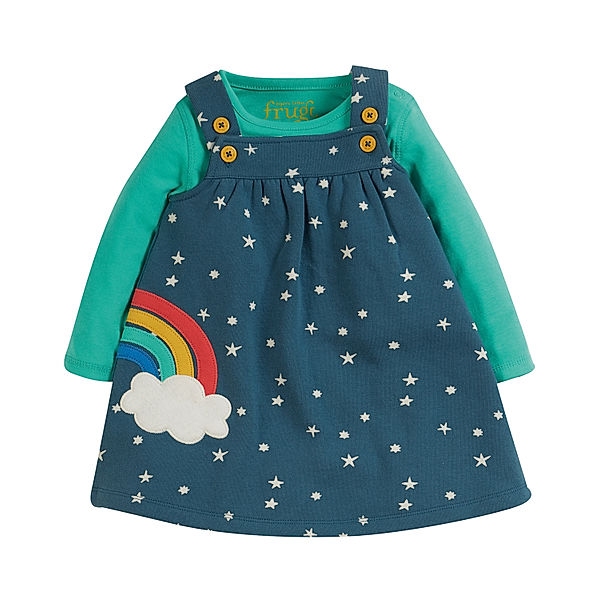 frugi Trägerkleid RAINBOW mit Langarmshirt in blau