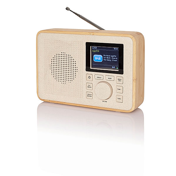 Tragbares DAB-Radio mit Holzrahmen