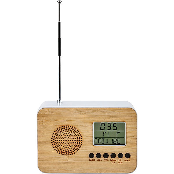 Tragbares FM Radio mit Holzfront