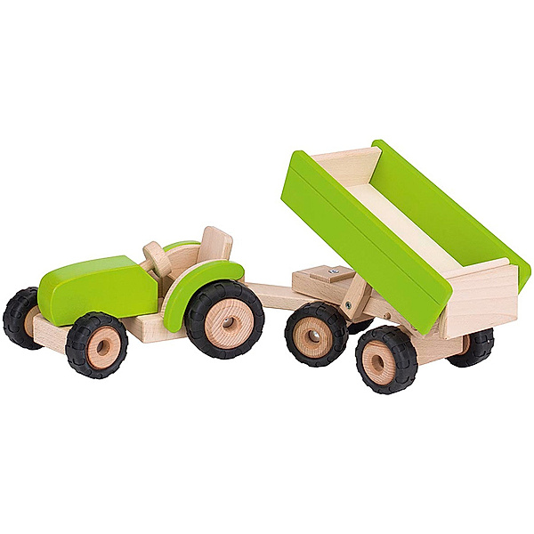 Goki Traktor mit Anhänger in hellgrün