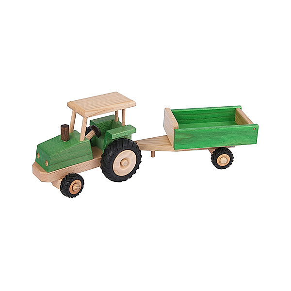 Beck TRAKTOR-SET MIT HÄNGER aus Holz in natur/grün