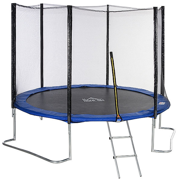 Homcom Trampoline mit Sicherheitssnetz schwarz, blau (Farbe: blau, schwarz)