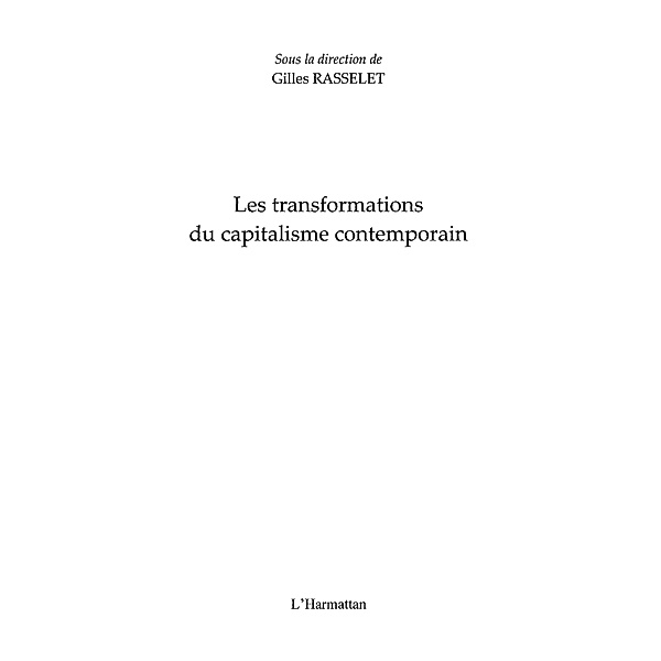 Transformations capitalisme contemporain / Hors-collection, Collectif