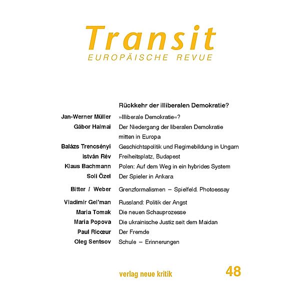 Transit 48. Europäische Revue, Jan-Werner Müller, Gábor Halmai, Klaus Bachmann