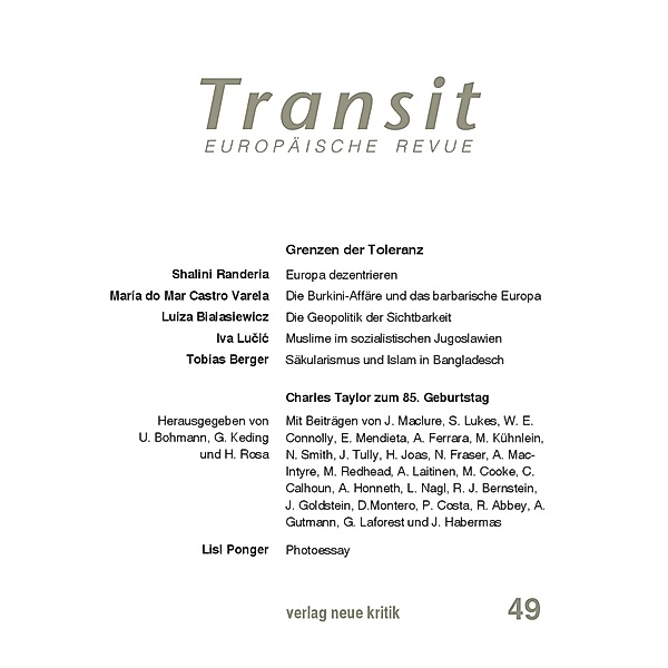 Transit 49. Europäische Revue, Luiza Bialasiecwicz, Iva Lucic, Tobias Berger