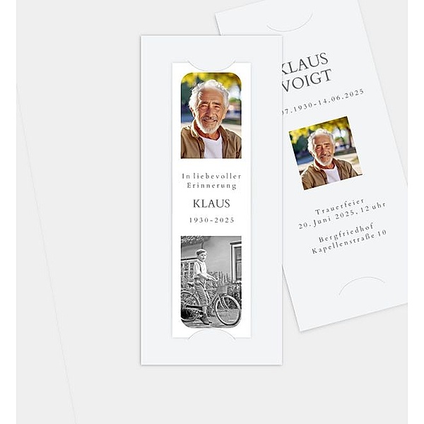 Trauerkarte Crystal Clear, Fotostreifen mit Tasche (90 x 210mm)