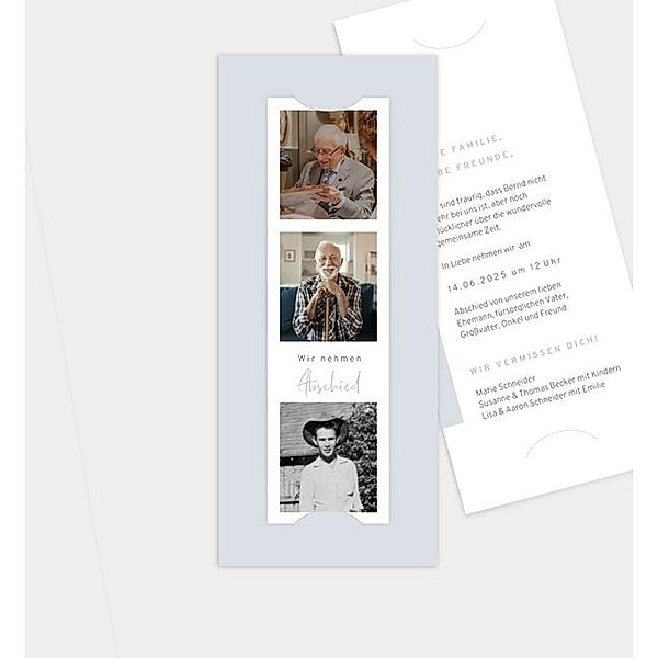 Trauerkarte Elysium, Fotostreifen mit Tasche (90 x 210mm)