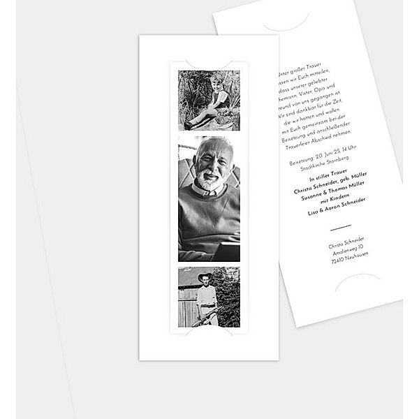 Trauerkarte Ewigkeit, Fotostreifen mit Tasche (90 x 210mm)