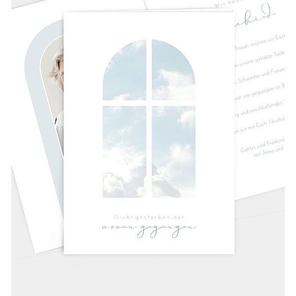 Trauerkarte Himmelsfenster, Klappkarte hoch (120 x 170mm)