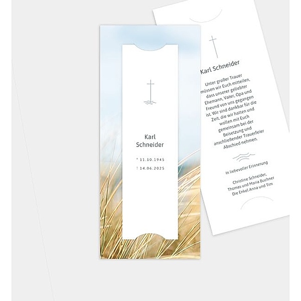Trauerkarte Sanfte Düne, Fotostreifen mit Tasche (90 x 210mm)