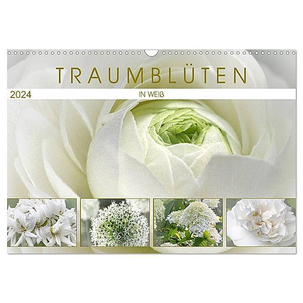 Traumblüten in Weiß (Wandkalender 2024 DIN A3 quer), CALVENDO Monatskalender, Martina Cross
