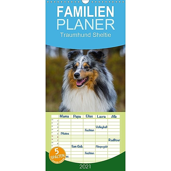 Traumhund Sheltie - Familienplaner hoch (Wandkalender 2021 , 21 cm x 45 cm, hoch), Sigrid Starick