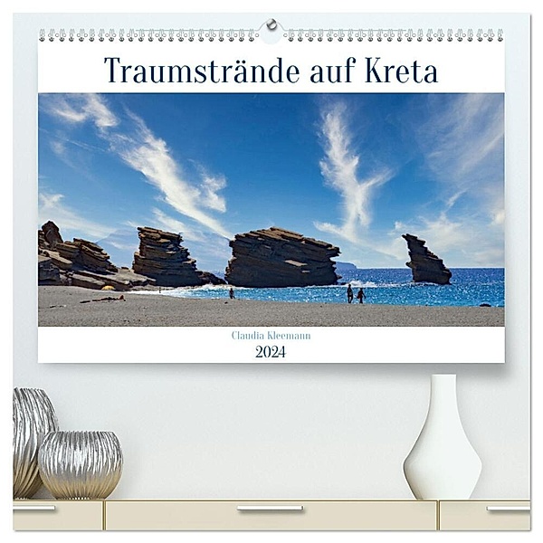 Traumstrände auf Kreta (hochwertiger Premium Wandkalender 2024 DIN A2 quer), Kunstdruck in Hochglanz, Claudia Kleemann