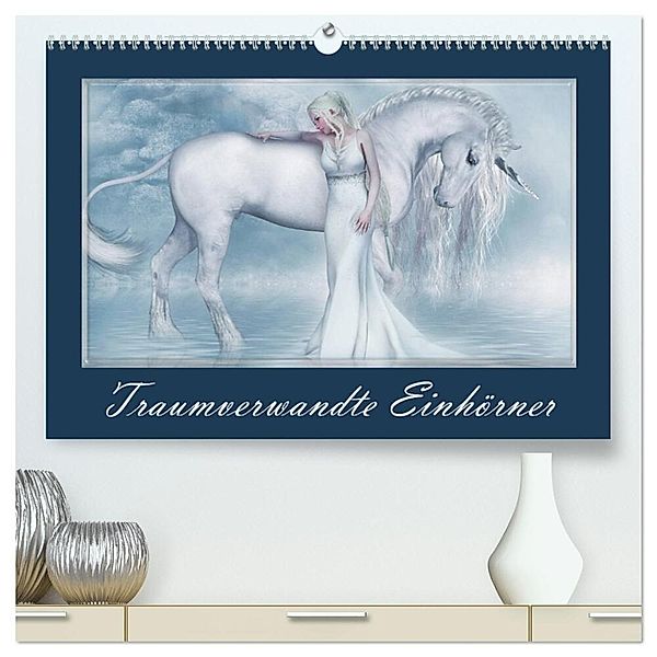 Traumverwandte Einhörner (hochwertiger Premium Wandkalender 2025 DIN A2 quer), Kunstdruck in Hochglanz, Calvendo, Andrea Tiettje