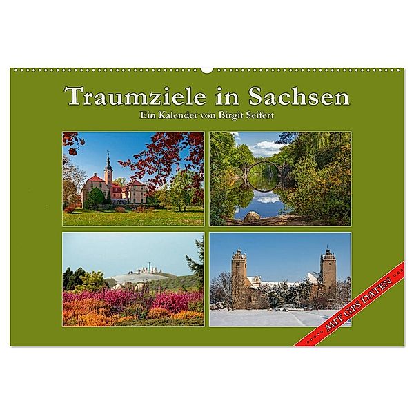 Traumziele in Sachsen (Wandkalender 2024 DIN A2 quer), CALVENDO Monatskalender, Birgit Seifert