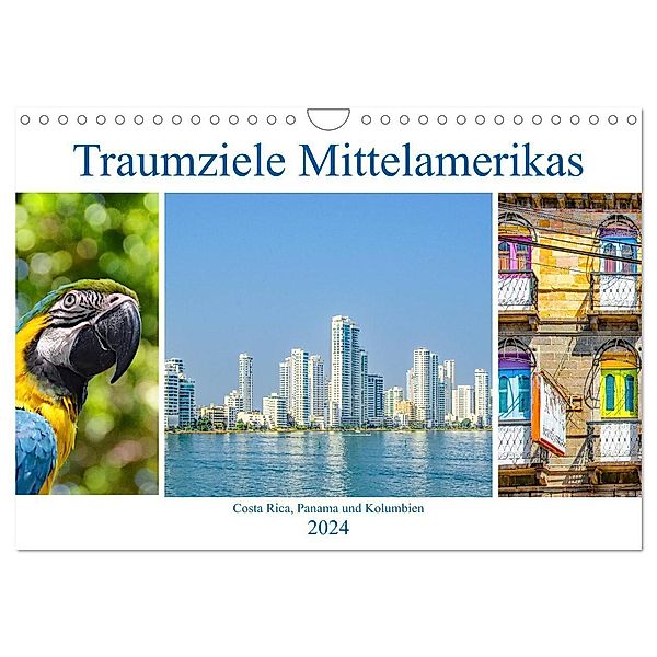 Traumziele Mittelamerikas - Costa Rica, Panama und Kolumbien (Wandkalender 2024 DIN A4 quer), CALVENDO Monatskalender, Nina Schwarze