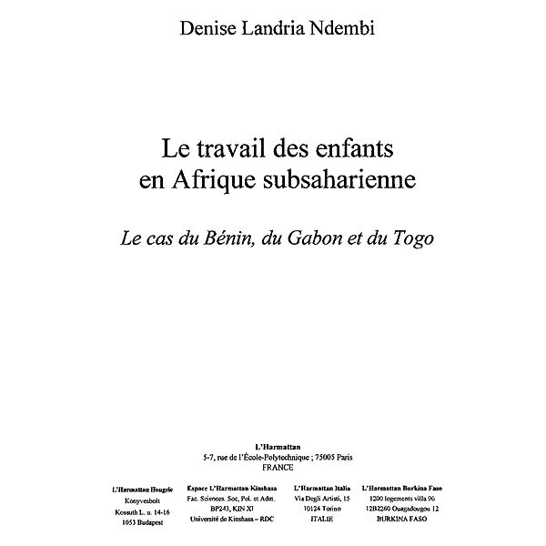 Travail des enfants en afriquesubsahari / Hors-collection, Landria Ndembi Denise