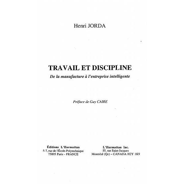 TRAVAIL ET DISCIPLINE / Hors-collection, Henri Jorda
