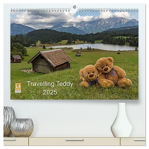 Travelling Teddy 2025 (hochwertiger Premium Wandkalender 2025 DIN A2 quer), Kunstdruck in Hochglanz, Calvendo, C-K-Images