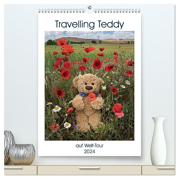 Travelling Teddy auf Welt-Tour (hochwertiger Premium Wandkalender 2024 DIN A2 hoch), Kunstdruck in Hochglanz, Christian Kneidinger