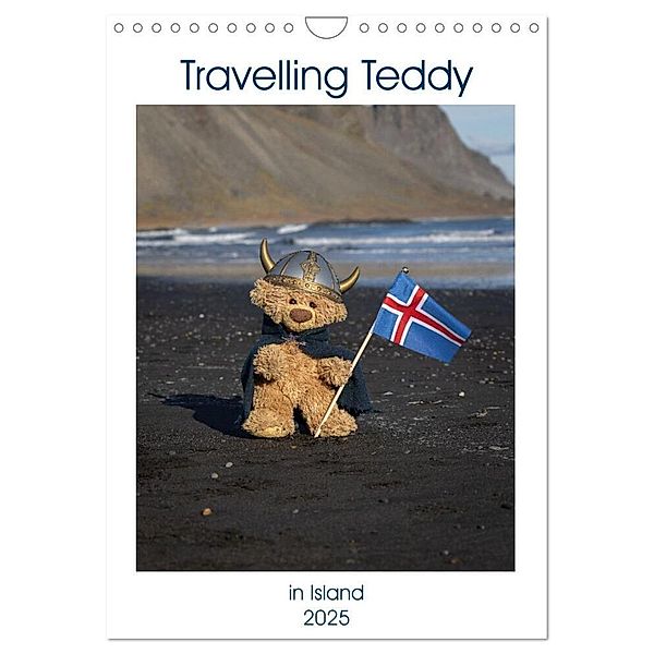 Travelling Teddy in Island (Wandkalender 2025 DIN A4 hoch), CALVENDO Monatskalender, Calvendo, Christian Kneidinger