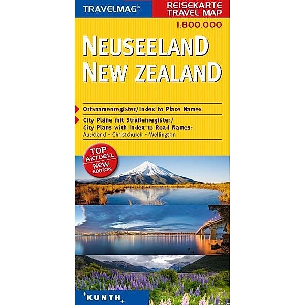 Travelmag KUNTH Reisekarte Neuseeland 1:800 000. New Zealand