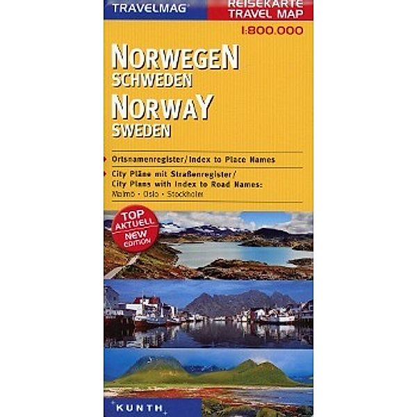 Travelmag KUNTH Reisekarte Norwegen, Schweden 1:800 000