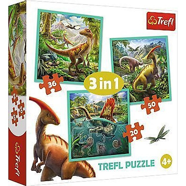 Trefl Trefl Puzzle - 3 in 1 Puzzle - Dinosaurier (Kinderpuzzle)