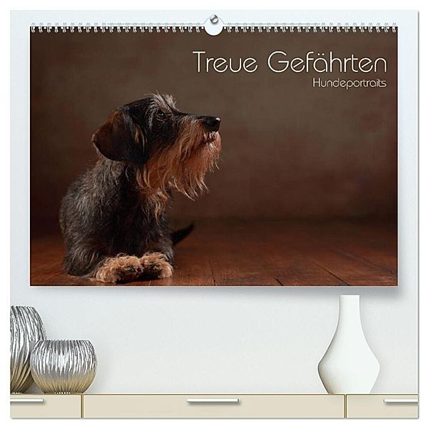 Treue Gefährten - Hundeportraits (hochwertiger Premium Wandkalender 2024 DIN A2 quer), Kunstdruck in Hochglanz, Jana Behr