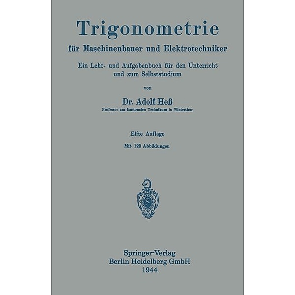 Trigonometrie für Maschinenbauer und Elektrotechniker, Adolf Hess