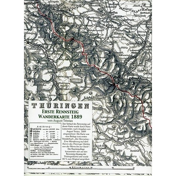 Trinius, A: Erste Rennsteig Wanderkarte von 1889, August Trinius