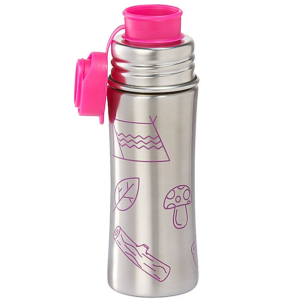 Affenzahn Trinkflasche EULE 0,33l in silber/pink